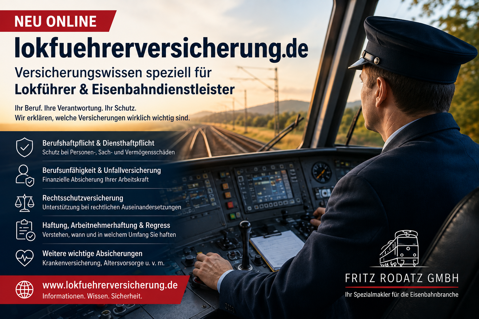 Neu online: lokfuehrerversicherung.de – Versicherungswissen speziell für Lokführer und Eisenbahndienstleister